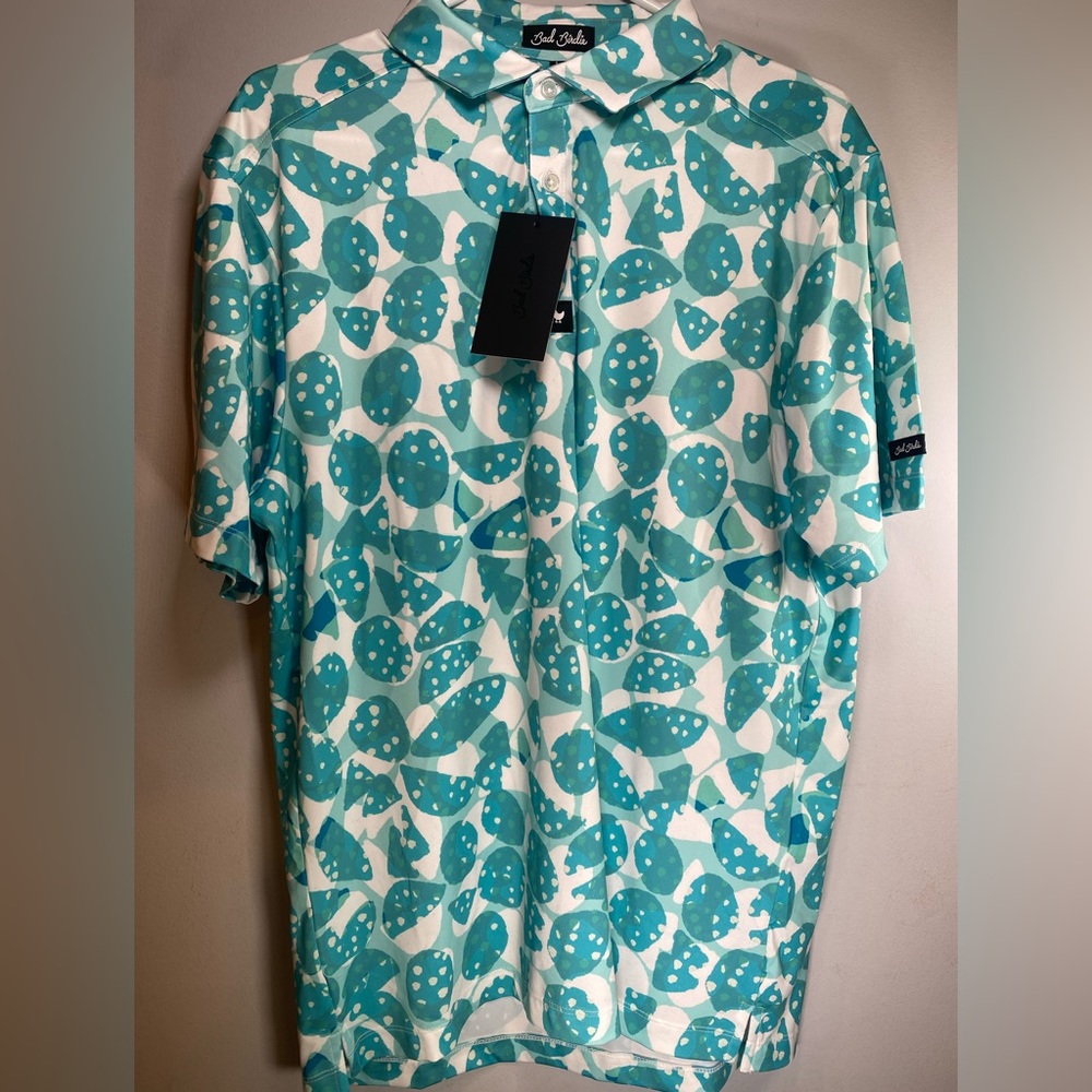 Bad Birdie Golf Polo Shirt Men's Size 2023 Bam Bam Blue NWT MSRP $78‎